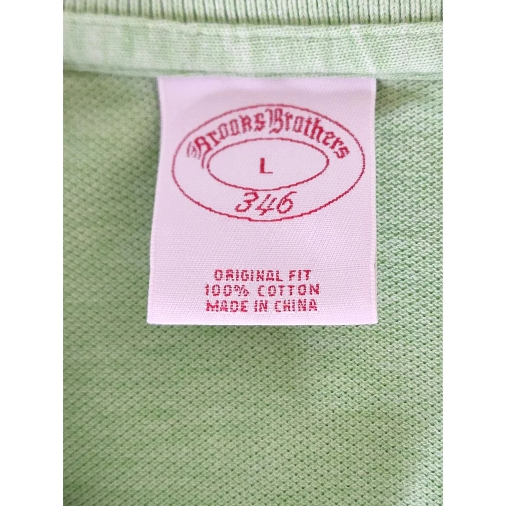 Brooks Brothers 346 Polo Mens Large Green Solid Purple Logo Short Sleeve Shirt - Picture 9 of 9